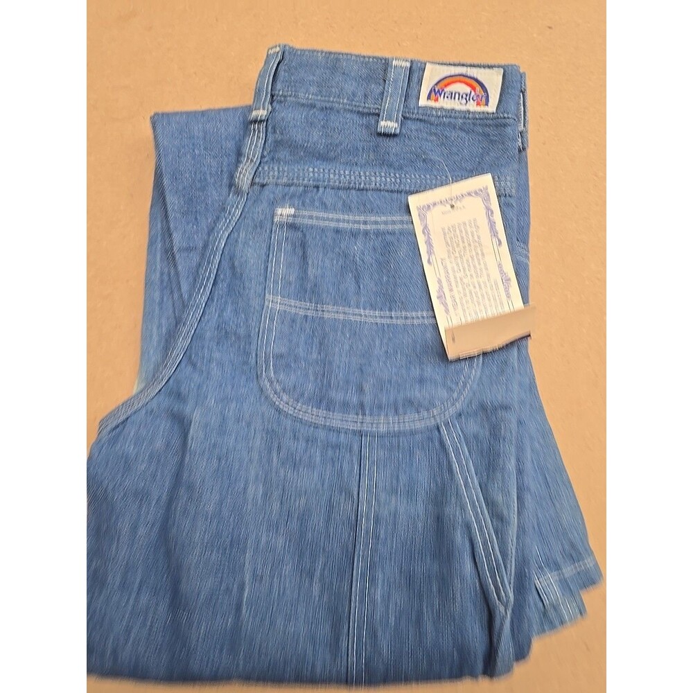 Vintage Wrangler Jeans Boys 27x34 Blue Denim Carpenter Prewashed USA Student 70s